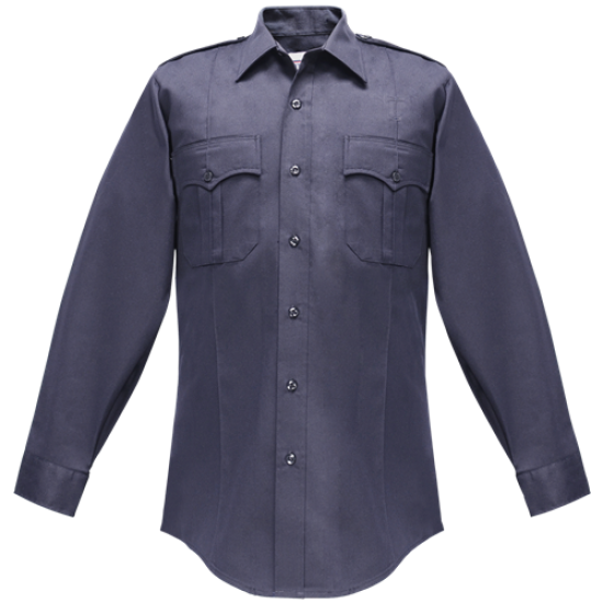 Mens Poly/Cotton LS Shirt/Navy