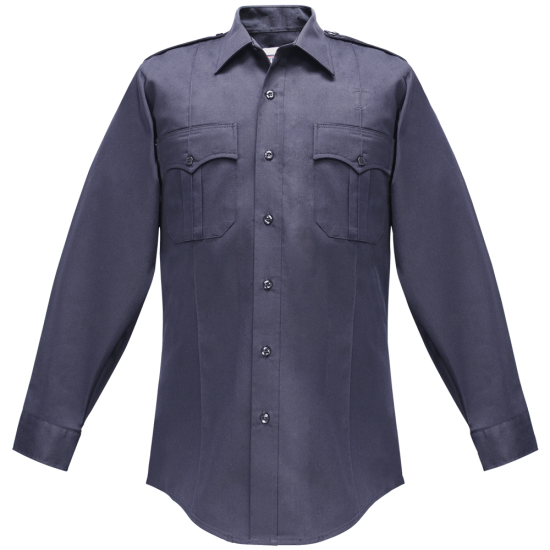 MEN'S POLY/COTTON LS SHIRT- NAVY
