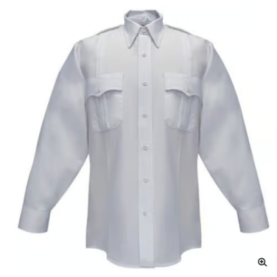 Mens 100% Polyester LS White Shirt