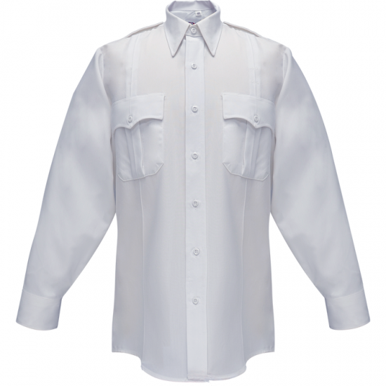 MEN'S POLY/COTTON LS SHIRT- WHITE