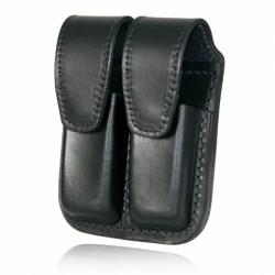 LEATHER DOUBLE MAG HOLDER FOR 9MM/40CAL, HIDDEN SNAP
